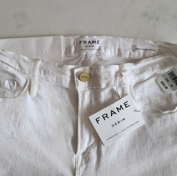 FRAME Le Skinny de Jeanne Raw Stagger Hem Jeans, Size 30, White, NWT - Picture 10 of 16